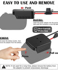 Two Pack Battery Adapters Compatible With Makita 18V Batteries For Power Wheel And Tools showing installation steps