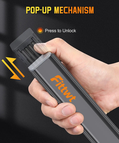 Hand holding Mini Electric Screwdriver Set With OLED Display, Six Torque Settings Up To 0.7 Nm, showing pop-up mechanism.