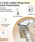 55-2 Attic Ladder Hinge Arms With Springs For Ladders Made After 2010 Fits Mk5 WU2210 W2208 W2210, presentation of features