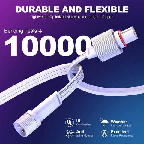 Heavy Duty 16 Ft Weatherproof Extension Cable Built For Permanent Outdoor Lighting Compatible With H705 And H706 Models showing durable plug and flexible cord.