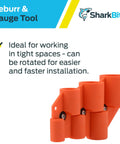 Depth Gauge And Pipe Deburring Tool For Copper PEX CPVC PE RT HDPE Pipes U702A Compatible, orange tool with text overlay