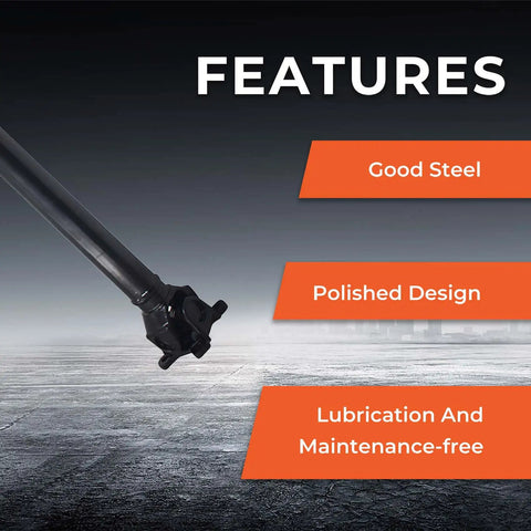 Close-up of Straight Swap Front Driveshaft Propeller Shaft for BMW X3 2004-2010 showcasing polished design and durable steel.