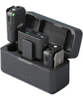 Wireless Lavalier Microphone System with two transmitters and one receiver in charging case 250 meter range 15 hour battery