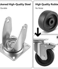 12 Pack 1 Inch Swivel Caster Wheels Real Deal Hardware Kit For Furniture Featuring Six Locking Brake Units And Six Freewheel Rollers Smooth Like Butter, showing high-quality steel bracket and rubber wheel.