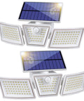 All in One Ultra Bright Solar Motion Sensor Lights Outdoor With Three Adjustable Heads Easy Install No Wire Required 2400 Lumens