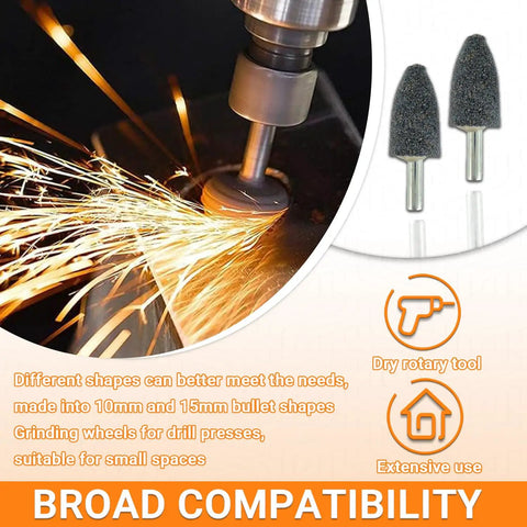 Cone Shaped Aluminum Oxide Grinding Stone Set with Quarter Inch Shank for Grinding, sparks flying during metalwork