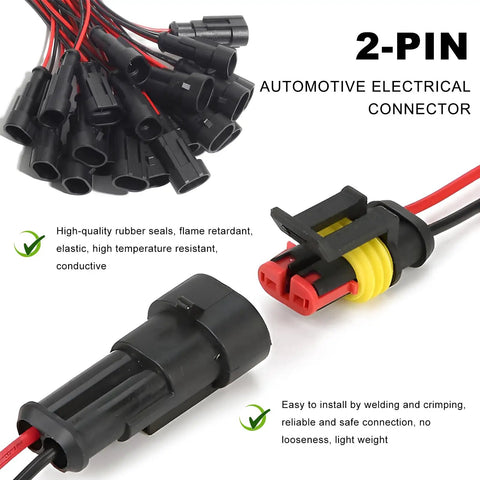 5 Pack 2 Pin Waterproof Automotive Wire Connector Kit With Male And Female Sockets 20 AWG Quick Disconnect Plug