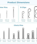 Beefy 122 Pcs Pins Kit With Clevis Pins In M4 M6 M8 Sizes, Cotter Pins In M1.5 M2 M3 And R Clips In M1.5 M2 M3, 304 Stainless Steel Fasteners