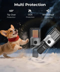 8,500 BTU Portable Propane Heater for Outdoors with Tilt Switch shown in action with safety features and a dog nearby.