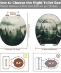 Toilet Seat Round Resin for Bathroom with forest design measuring 12.4 x 14.4 inches and 16.5 inches for round fit.