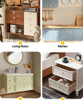 Straight Up Quality Brushed Gold Cabinet Knobs 6 Pack Solid Zinc Drawer Handles on modern furniture in kitchen, living room, bathroom, and bedroom.