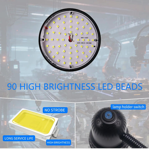 Close-up of Clamp Light With 3000 Lumen Bright White 6500K Task Lamp Pro Grade Heavy Duty Metal Clamp Base features