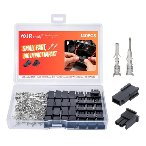 Micro-Fit 3.0 2 Pin Connector Kit Dual Row 2 Circuits Receptacle Housing Plug 3.0mm Pitch For 20-24 AWG Wires Molex Compatible ST6514