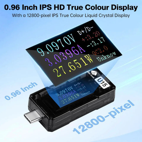 USB C Power Meter Tester With Color Screen And Real Time Voltage Current Readouts 4 To 25V 5A Monitor For PD3 And QC3 Display