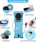 Hydration Backpack With 3L Bladder, Tactical MOLLE Water Pack for hiking, biking, running and climbing, showing bladder features