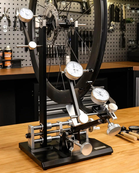 Pro Grade Bicycle Wheel Truing Stand For Professional Mechanics With Aluminum Alloy Base, Precision Dial Indicators