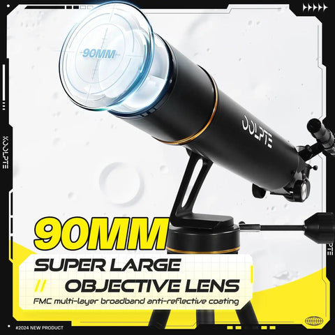 90mm Aperture Telescope With 700mm Focal Length, Go-To Pro Level Beginner Kit, Upgraded AZ Slow Motion Mount