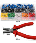 Top Notch Ferrule Crimper Plier Plus 800 Connector Terminal Box Tool Kit 175mm With Solid Pliers For Serious Wiring Jobs And Pro Electricians, 17cm box and 14cm plier
