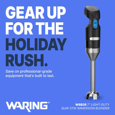 Wicked Fast Commercial 2 Speed Immersion Blender with stainless steel shaft, ideal for professional kitchens and large batch blending.