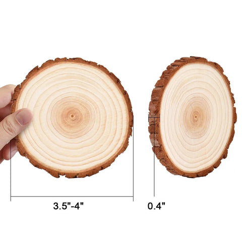 Unfinished Natural Wood Slices With Bark - 20 Pcs 3.5-4 Inch Wood Craft Kit For DIY Projects, Kids Arts And Crafts, Coasters