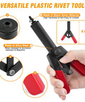 82Pcs Plastic Rivet Gun Set With Fastener Remover highlighted features and ergonomic one-hand design being held