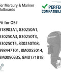 Beefed-Up Outboard Power Trim And Tilt Motor Assembly Replacement For 75-115HP Boats lists compatible OEM numbers and outboard image
