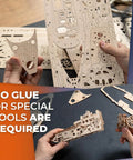 Serenity's Dream Model Yacht Kit Wind Up 3D Wooden Puzzle For Adults DIY Sailboat Model 17.3 Inch Tall Hands On Mechanical Boat Craft For Enthusiasts Great Gift wooden parts, no glue or special tools required