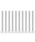Set of 16 silver steel screws with round heads and threaded bodies, aligned in a row.