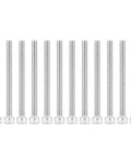Set of 12 long silver screws with hex heads shown in a row, suitable for mechanical assembly and installations.