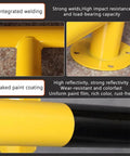 Close-up of Heavy Duty Steel Machine Guard Rail System features integrated welding and baked paint coating in yellow with black high visibility stripes.