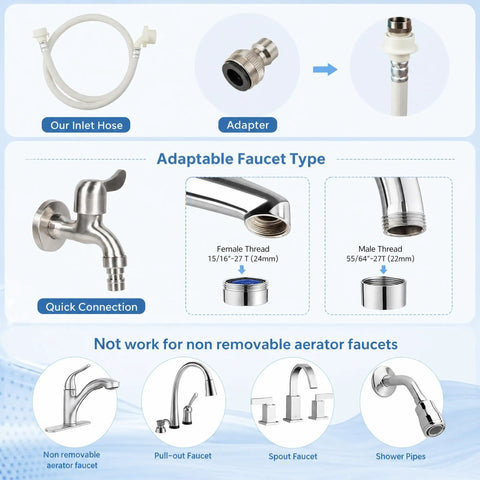 Compact Portable Washer With Smart Auto Cycles And Delay Start Control hoses and faucet adapter for easy connection.