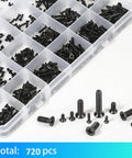 720-Piece Laptop Screw Kit With 24 Types M1.4 M1.7 M2 M2.5 M3 Phillips Countersunk Flat Head Screws, box view