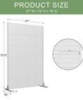Metal Outdoor Privacy Screen 72 Inch High 47 Inch Wide Freestanding Fence For Patio Deck Balcony And Garden With Stable Base White Louvered Panels Create Cozy Private Vibe And Stylish Space Divider product dimensions
