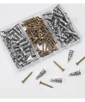 120 Piece Self Drilling Drywall Anchors Kit With Screws Zinc Alloy No Fuss Easy Install Heavy Duty Wall Fasteners For Quick Mounting On Drywall Plaster Or Concrete Surfaces, assorted anchors and screws in organizer tray