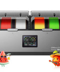 Filament Dryer For Four Spools With Space Pi X4 Storage Box, visible with colorful filaments, dual heating chambers, 85C max temperature.