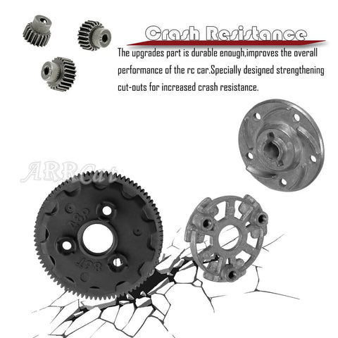 Durable 86T 48P Spur Gear Set With 19T 21T 23T Pinions And Slipper Clutch Upgrade For 1/10 Slash Rustler 2WD VXL