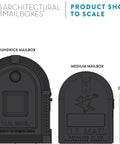 Size comparison of Large Steel Post Mount Mailbox In Black With Brushed Nickel Finish Built Tough Weatherproof Outdoor Mailbox for Year Round Use