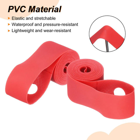 Two Pack 18 Inch By 20mm PVC Rim Tape for Road and Mountain Bikes showing red rim liner material and rolls