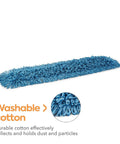 Heavy Duty Loop End Cotton Dust Mop Head 36 Inches Wide Blue for effective dust collection on hard surfaces.