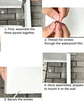 Wall Mounted Electric Vehicle Charger Cable Cover And Outdoor Power Cord Storage Enclosure Box assembly instructions showing panels and screws.