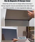 Close-up of Heavy Duty EV Charger Cover Wall Mount with flip-up magnetic lid for easy access and weatherproof protection.