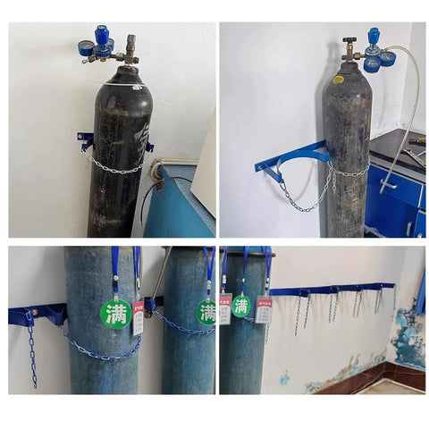 Heavy Duty Gas Bottle Wall Mount Bracket for Propane Oxygen Nitrogen and Argon Cylinders with Adjustable Safety Chain