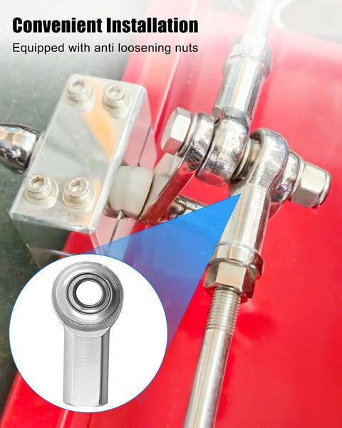 4 Pack 3/8 x 3/8-24 Heim Joint Rod End Kit For Hydraulic Cylinders, Beefed-Up High-Strength C1045 Steel, Heat-Treated, Chrome-Plated Ball, Low Noise, Corrosion-Resistant, Heavy Load Capacity Up To 12224 Lbs, Durable And Precise installed on hydraulic cylinder