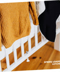 20 Pack Spring Loaded Plunger Latches For Cribs And Windows Screens attached to crib rail for easy fastening
