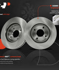 Heavy Duty Front Vented Disc Brake Rotors Two Pack Measures 11.02 Inches fits Nissan Cube Sentra Versa showing left and right rotors.