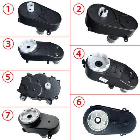 Assorted angles of the Beefed Up Steering Wheel Motor Gearbox Upgrade For Power Wheels Ride On Toys, various views.