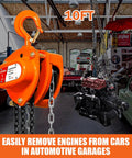 1 Ton Chain Hoist Manual Hand Lift 10 Ft Lift Steel Chain Block Hoist With 6mm Chain Heavy Duty Hooks in auto garage