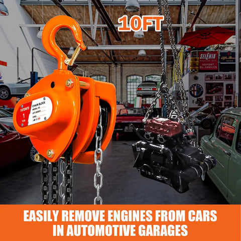 1 Ton Chain Hoist Manual Hand Lift 10 Ft Lift Steel Chain Block Hoist With 6mm Chain Heavy Duty Hooks in auto garage