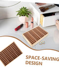 Totally Game Changing Wood Jewelry Tray With Plush Suede Grid Organization Board featuring 40 dedicated spaces on a vanity.