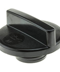 Black plastic engine oil filler cap for Nissan 1993-2023 models, featuring a raised grip for easy handling.